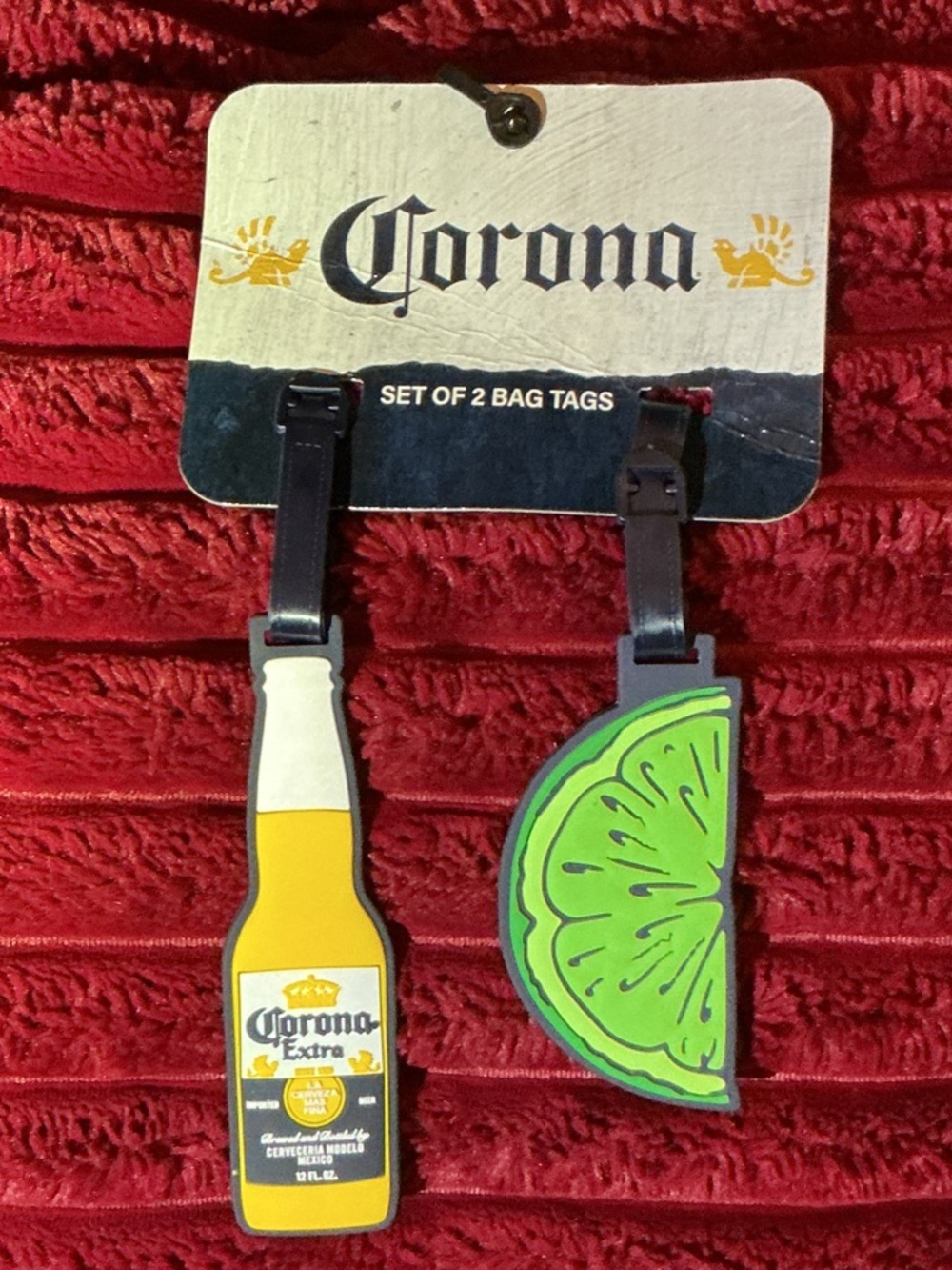 Corona Yellow Bottle and Green Lime Luggage Tags